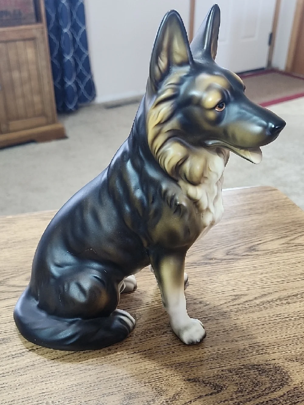 Beautiful, Large ceramic statue German Shepherd Dog Figurine Black & Tan puppy